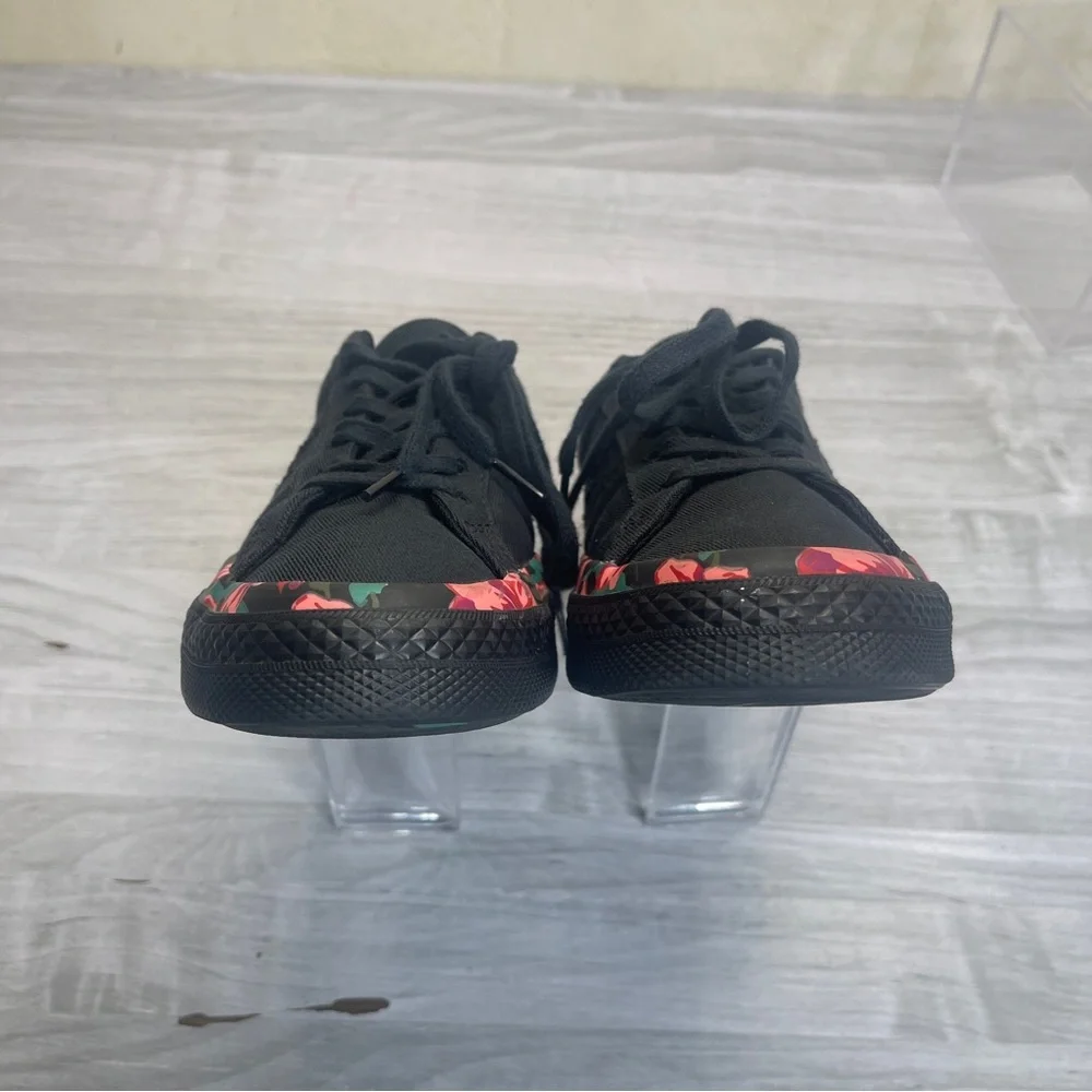 Converse One Star Ox Black Red Floral Low Top Lace Up Sneakers Kids Girls Size 4